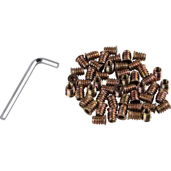 Main product image for Hex Driver Flush Nut Threaded Inserts M6 x 15 mm for Wood with Wrench 50-Pack081-1099